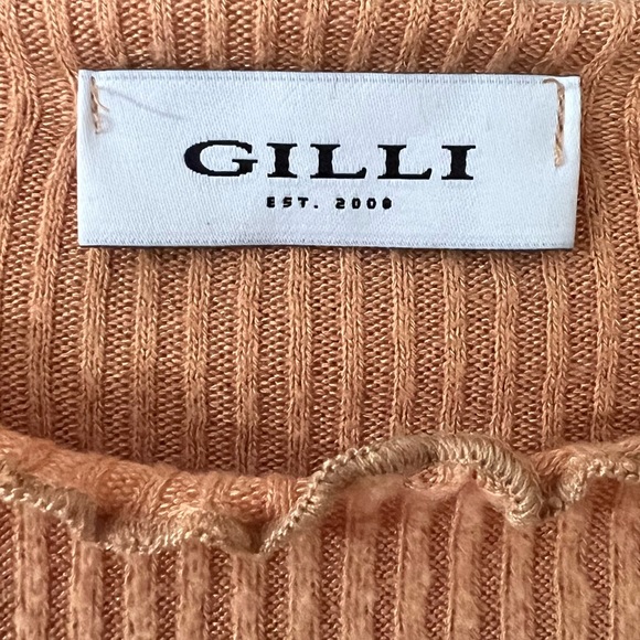 Gilli Women's Copper Lettuce Trim Soft Ribbed Knit Top - Size M - Picture 8 of 10